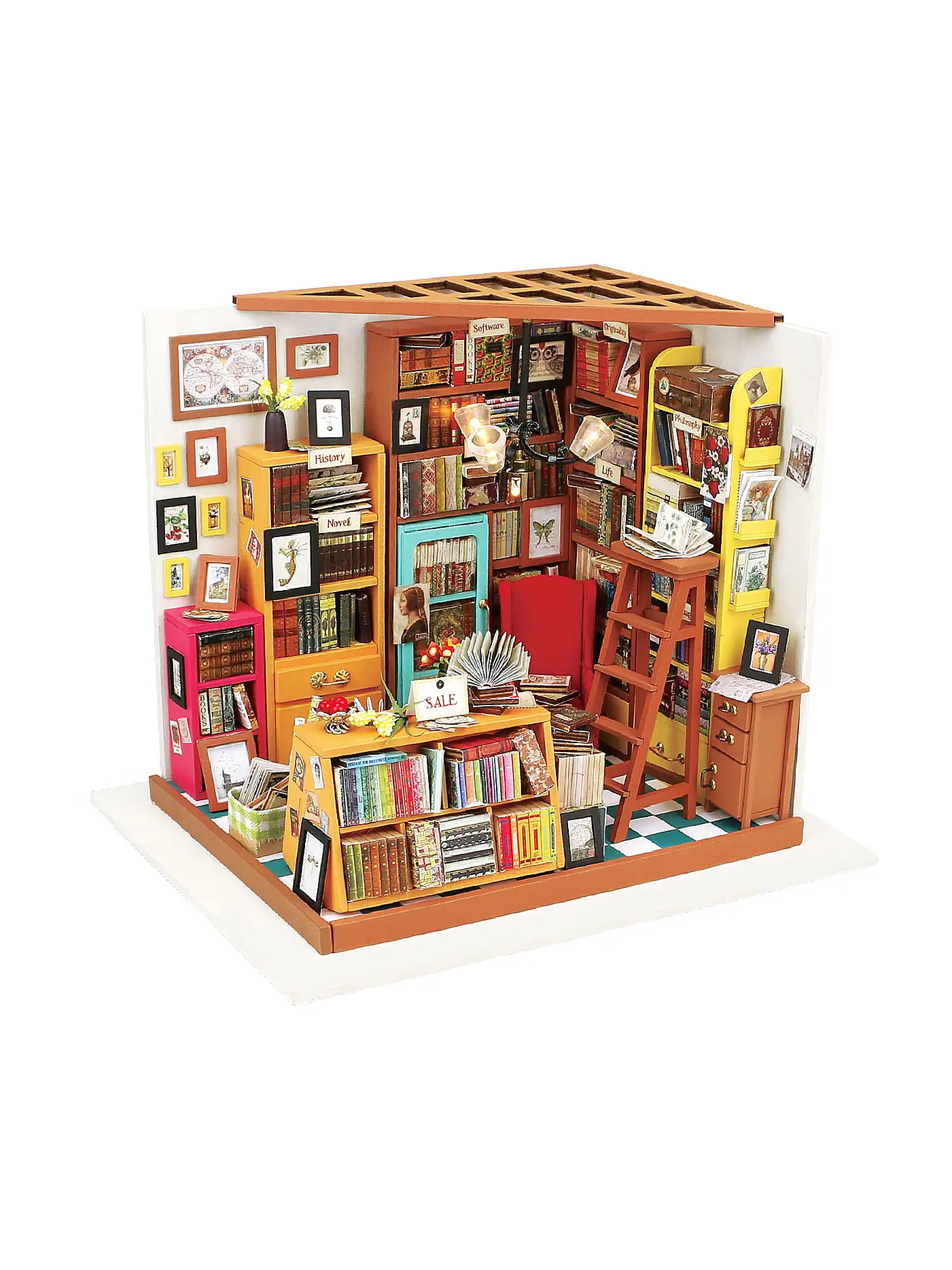 ROBOTIME | Sam's Study DG102 Library DIY Miniature | 